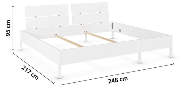 DRUŽINSKA POSTELJA 240 cm x 200 cm , leseni material bela
