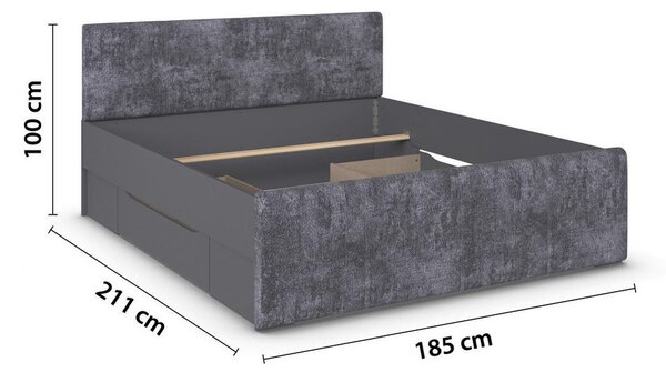 POSTELJA S PREDALOM 180 cm x 200 cm , siva