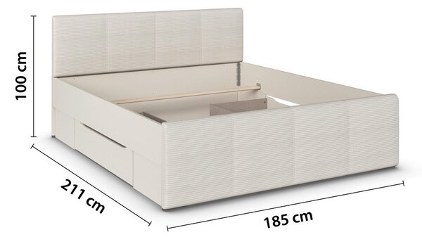 POSTELJA S PREDALOM 180 cm x 200 cm , barve šampanjca
