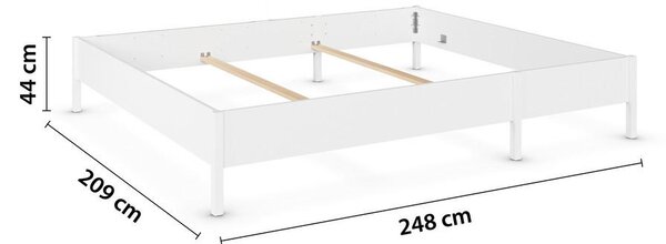 DRUŽINSKA POSTELJA 240 cm x 200 cm , leseni material bela