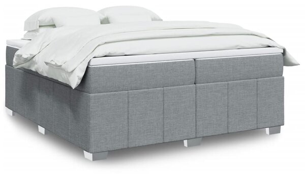 VidaXL Box spring postelja z vzmetnico svetlo siva 200x200 cm blago