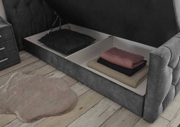 POSTELJA BOXSPRING 180 cm x 200 cm , tekstil, leseni material antracit