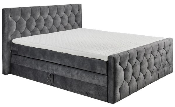POSTELJA BOXSPRING 180 cm x 200 cm , tekstil, leseni material antracit