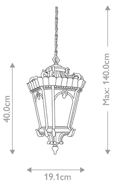 Zunanja viseča svetilka Tournai, Ø 19 cm, bron, aluminij, steklo