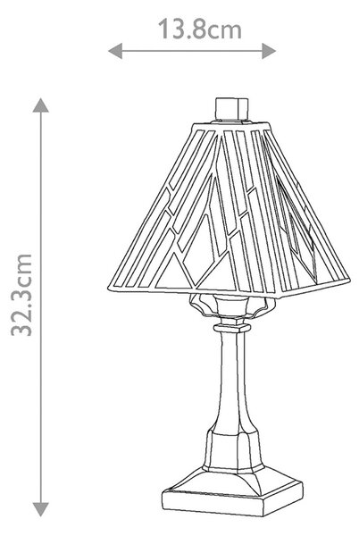 Namizna svetilka Alderley, 14 cm x 14 cm, Tiffanyjev slog, bron