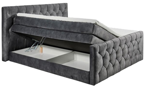 POSTELJA BOXSPRING 180 cm x 200 cm , tekstil, leseni material antracit