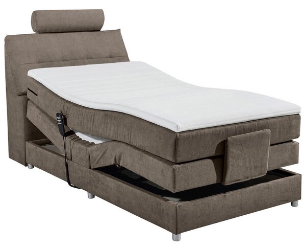 POSTELJA BOXSPRING 120 cm x 200 cm , tekstil, leseni material rjava