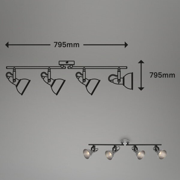 Briloner 2049-044 - Reflektor RETRO 4xE14/40W/230V siva