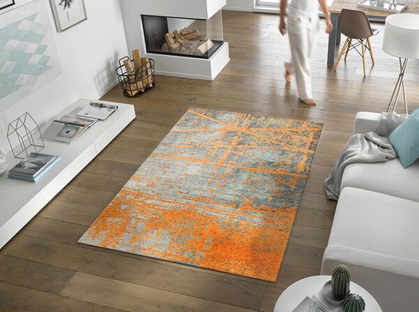 PREDPRAŽNIK Rustic 70/120 cm potiskano siva, oranžna