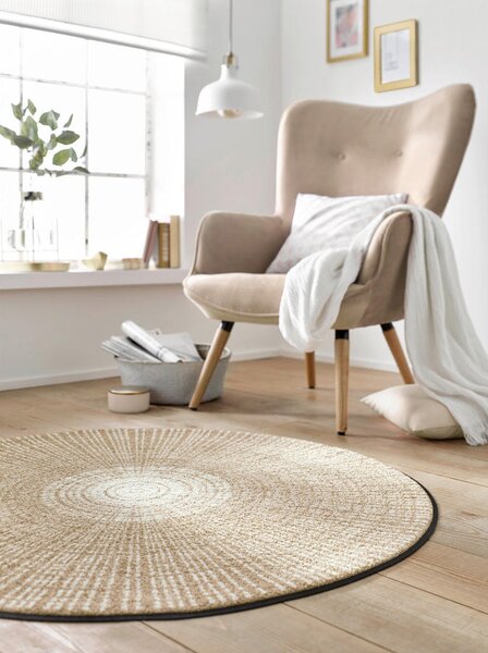RAVNO TKANA PREPROGA Cascara Beige 115/115 cm potiskano bež