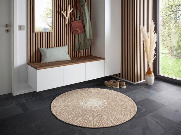 RAVNO TKANA PREPROGA Cascara Beige 115/115 cm potiskano bež