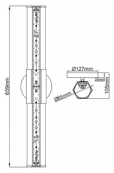 LED stensko kopalniško svetilo Facet Dual, krom, 2 luči, širina 66 cm