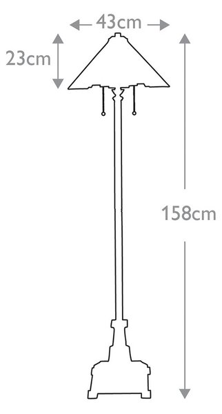 Talna svetilka Inglenook, slog Tiffany, bronasta, višina 158 cm