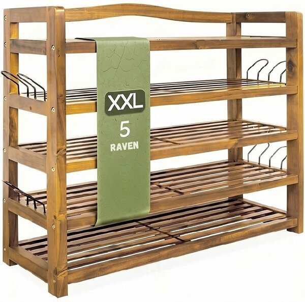 Regal za čevlje RUSTIC, 5 polic, 95x26x82cm, naravno rjav Casaria