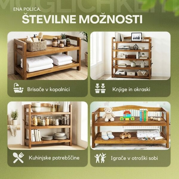 Regal za čevlje RUSTIC, 5 polic, 95x26x82cm, naravno rjav Casaria