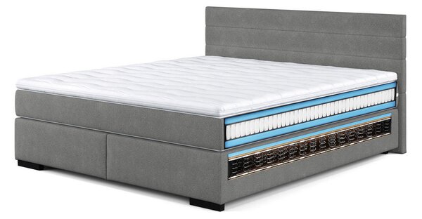 POSTELJA Z VZMETNICO 160 cm x 200 cm , les, tekstil, leseni material srebrne barve