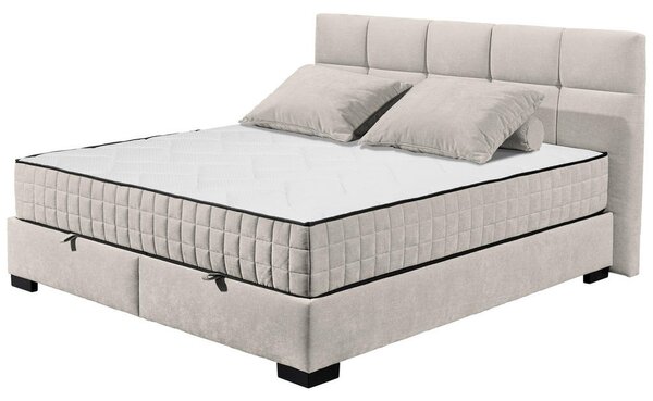 POSTELJA Z VZMETNICO 160 cm x 200 cm , tekstil, leseni material bež