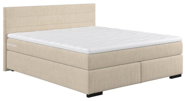 POSTELJA Z VZMETNICO 160 cm x 200 cm , les, tekstil krem barve