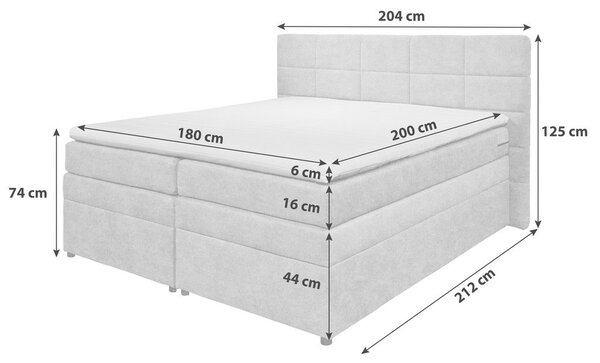 POSTELJA BOXSPRING 180 cm x 200 cm , tekstil antracit