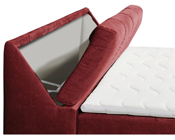 POSTELJA Z VZMETNICO 120 cm x 200 cm , tekstil, leseni material rdeča