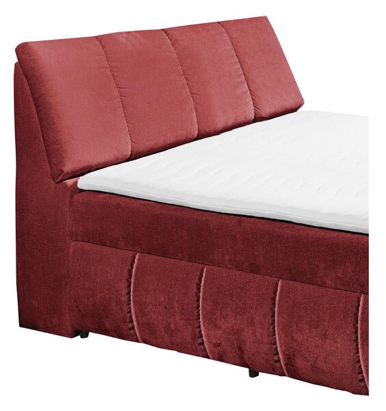 POSTELJA Z VZMETNICO 120 cm x 200 cm , tekstil, leseni material rdeča