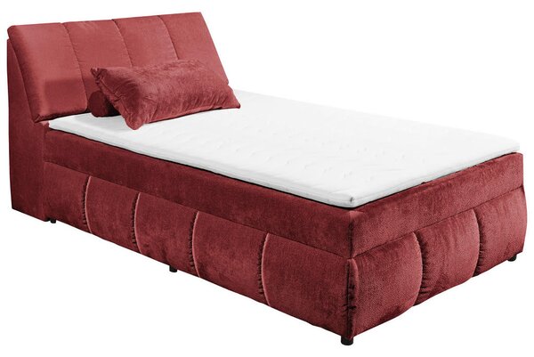 POSTELJA Z VZMETNICO 120 cm x 200 cm , tekstil, leseni material rdeča
