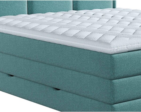 BOXSPRING POSTELJA 140 cm x 200 cm , tekstil turkizna