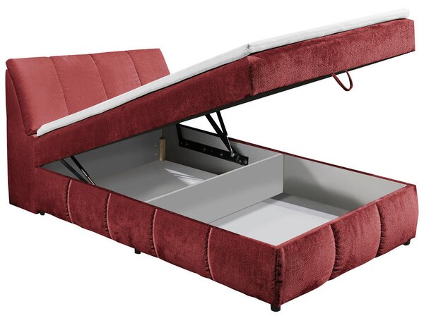 POSTELJA Z VZMETNICO 120 cm x 200 cm , tekstil, leseni material rdeča