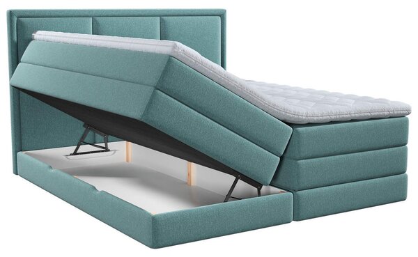BOXSPRING POSTELJA 140 cm x 200 cm , tekstil turkizna