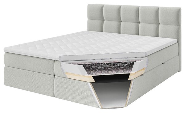 POSTELJA Z VZMETNICO 200 cm x 220 cm , les, tekstil, leseni material temno siva