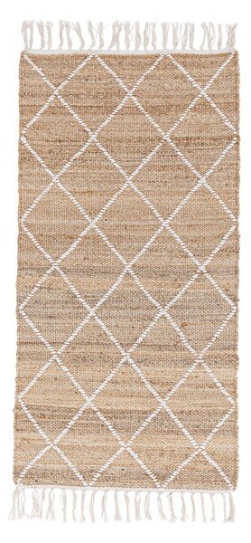 Bela/v naravni barvi ročno tkana preproga iz jute 70x140 cm Shaila – Bizzotto