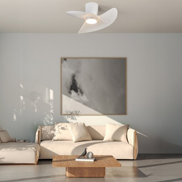 Mantra Iluminación LED stropni ventilator Ona, bel, DC, tih, CCT, 70 cm, zatemnjen, Bela, Dnevna soba / jedilnica, Kovina, Sodobni