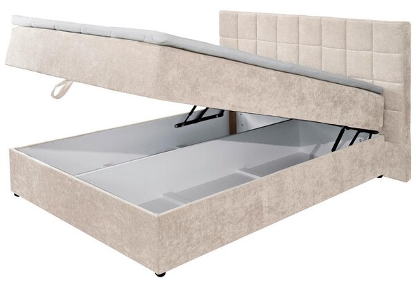 POSTELJA Z VZMETNICO 200 cm x 120 cm , les, tekstil bež