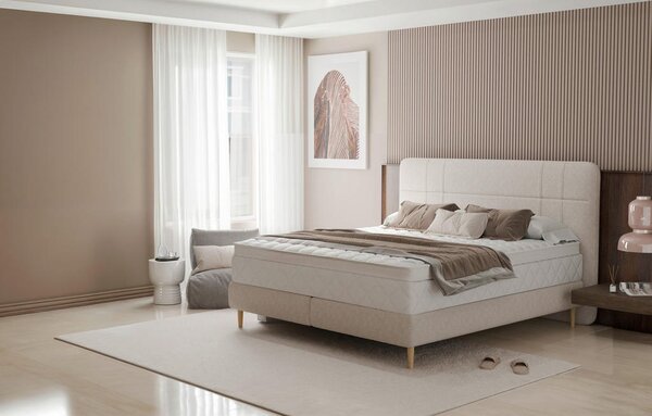 POSTELJA BOXSPRING 160 cm x 200 cm , tekstil bež