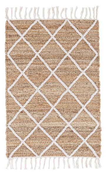 Bela/v naravni barvi ročno tkana preproga iz jute 60x90 cm Shaila – Bizzotto