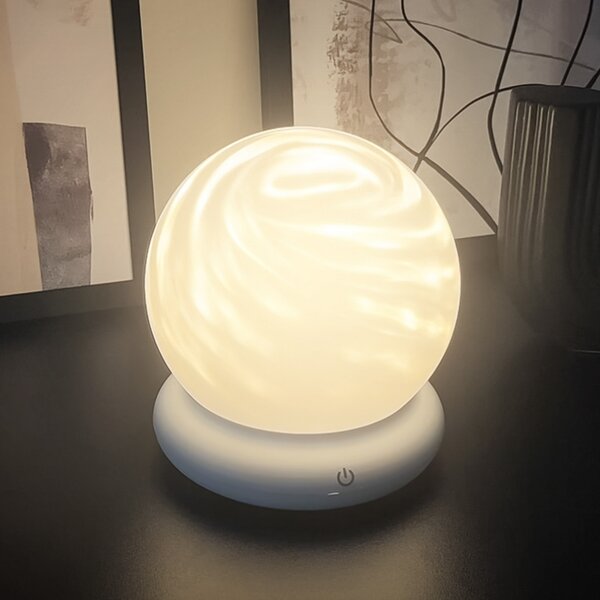 Briloner LED-akumulatorska namizna svetilka LUSTRO, bela, Ø 15 cm, RGBW, touchdim, zatemnjen, Bela, Dnevna soba / jedilnica, Plastika, Sodobni