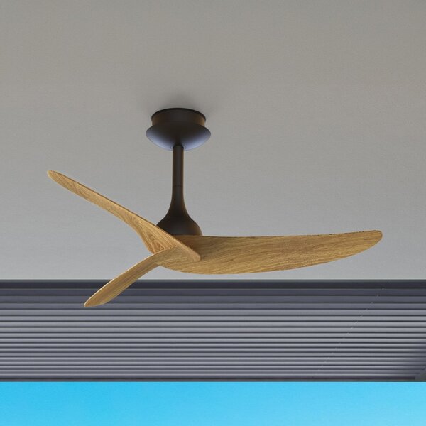 Mantra Iluminación Stropni ventilator Ipanema, črn/les, DC, tih, IP44, Črna, Dnevna soba / jedilnica, Kovina, Sodobni