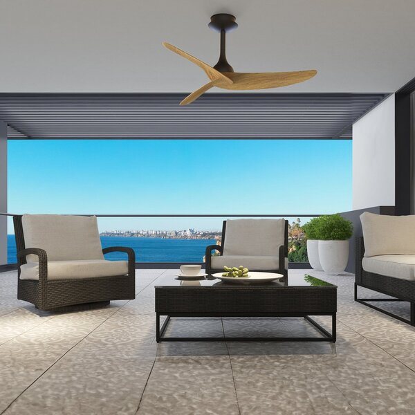 Mantra Iluminación Stropni ventilator Ipanema, črn/les, DC, tih, IP44, Črna, Dnevna soba / jedilnica, Kovina, Sodobni