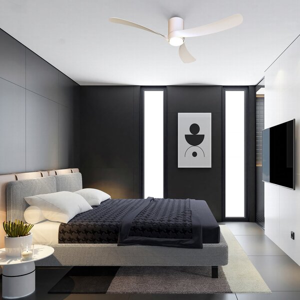 Mantra Iluminación LED stropni ventilator NEMO II L, bel, DC, tih, CCT, 132 cm, zatemnjen, Bela, Dnevna soba / jedilnica, Kovina, Sodobni