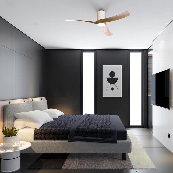 Mantra Iluminación LED stropni ventilator NEMO II L, bel/les, DC, tih, CCT, zatemnjen, Bela, Dnevna soba / jedilnica, Kovina, Sodobni