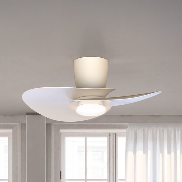 Mantra Iluminación LED stropni ventilator Nenufar, bel, DC, tih, CCT, 74 cm, zatemnjen, Bela, Dnevna soba / jedilnica, Aluminij, Sodobni