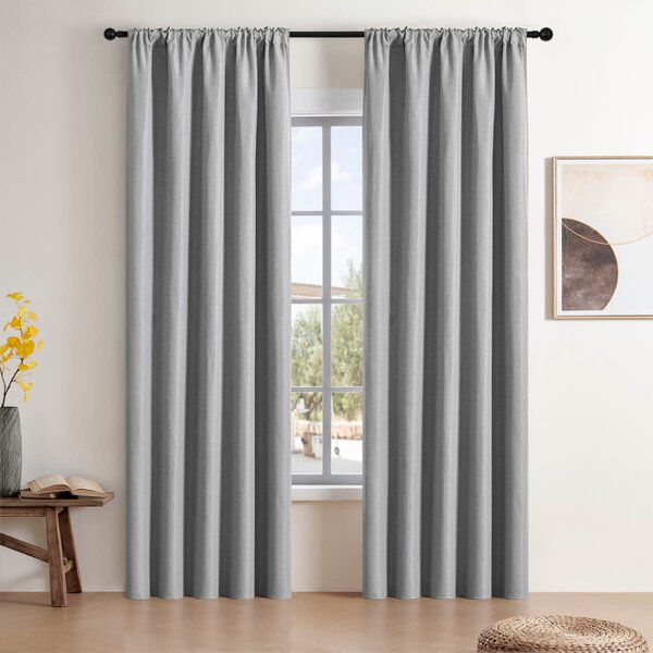 Zavese v setu Blackout Canvas Light Grey (2 kos) 135x250