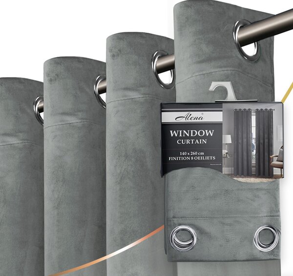 Zavese v setu Holland Velvet Grey (2 kos) 140x260