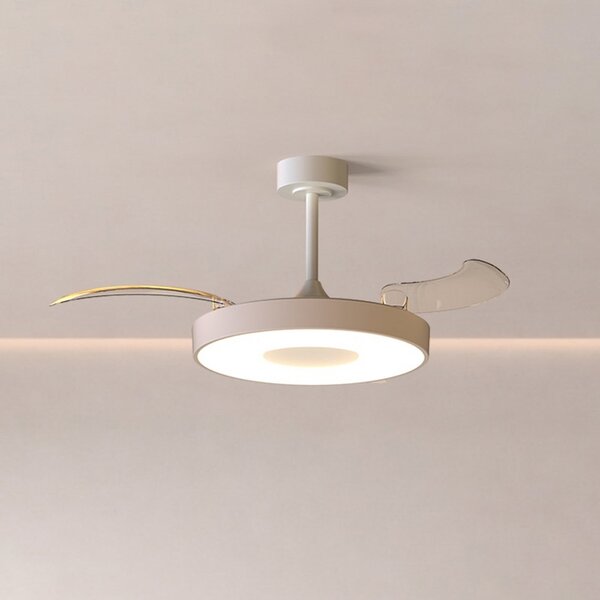 Mantra Iluminación Pametni LED stropni ventilator Coin, bež/bel, DC, tih, CCT, zatemnjen, Bež, Dnevna soba / jedilnica, Kovina, Sodobni