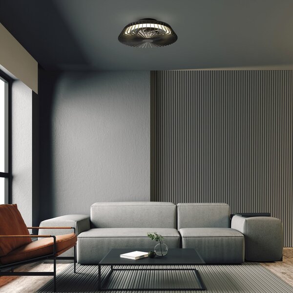 Mantra Iluminación LED stropni ventilator Himalaya Mini, črn, DC, tih, CCT, zatemnjen, Črna, Dnevna soba / jedilnica, Plastika, Sodobni