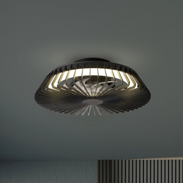 Mantra Iluminación LED stropni ventilator Himalaya Mini, črn, DC, tih, CCT, zatemnjen, Črna, Dnevna soba / jedilnica, Plastika, Sodobni