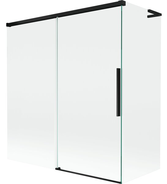 Mexen Rox L dvojna kopalna zaslona za kopalnico 150 + 70 x 150 cm, prozorna, črna - 8C9L-150-070-70-00