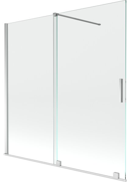 Mexen Velar dvojna zložljiva kopalniška pregrada 160 x 150 cm, prozorna, krom - 896-160-000-01-01