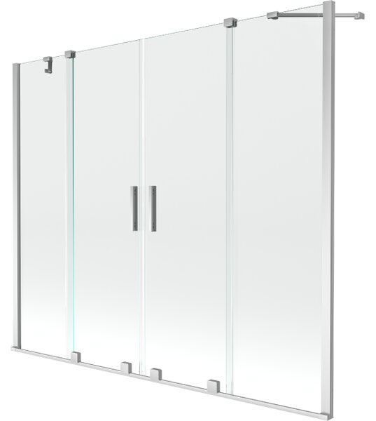 Mexen Velar Duo kopalniška pregrada z dvema kriloma, raztegljiva 190 x 150 cm, prozorna, kromirana - 896-190-000-02-01