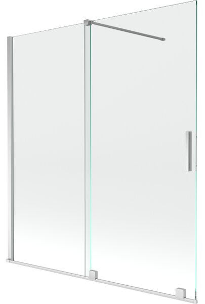 Mexen Velar 2-delna raztegljiva kopalniška zaslonka 150 x 150 cm, prozorna, krom - 896-150-000-01-01